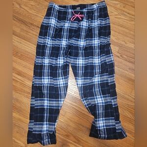 Ashford & Brooks Sleepwear Plaid Blue Lounge Pants with Pink Drawstring Size 2XL